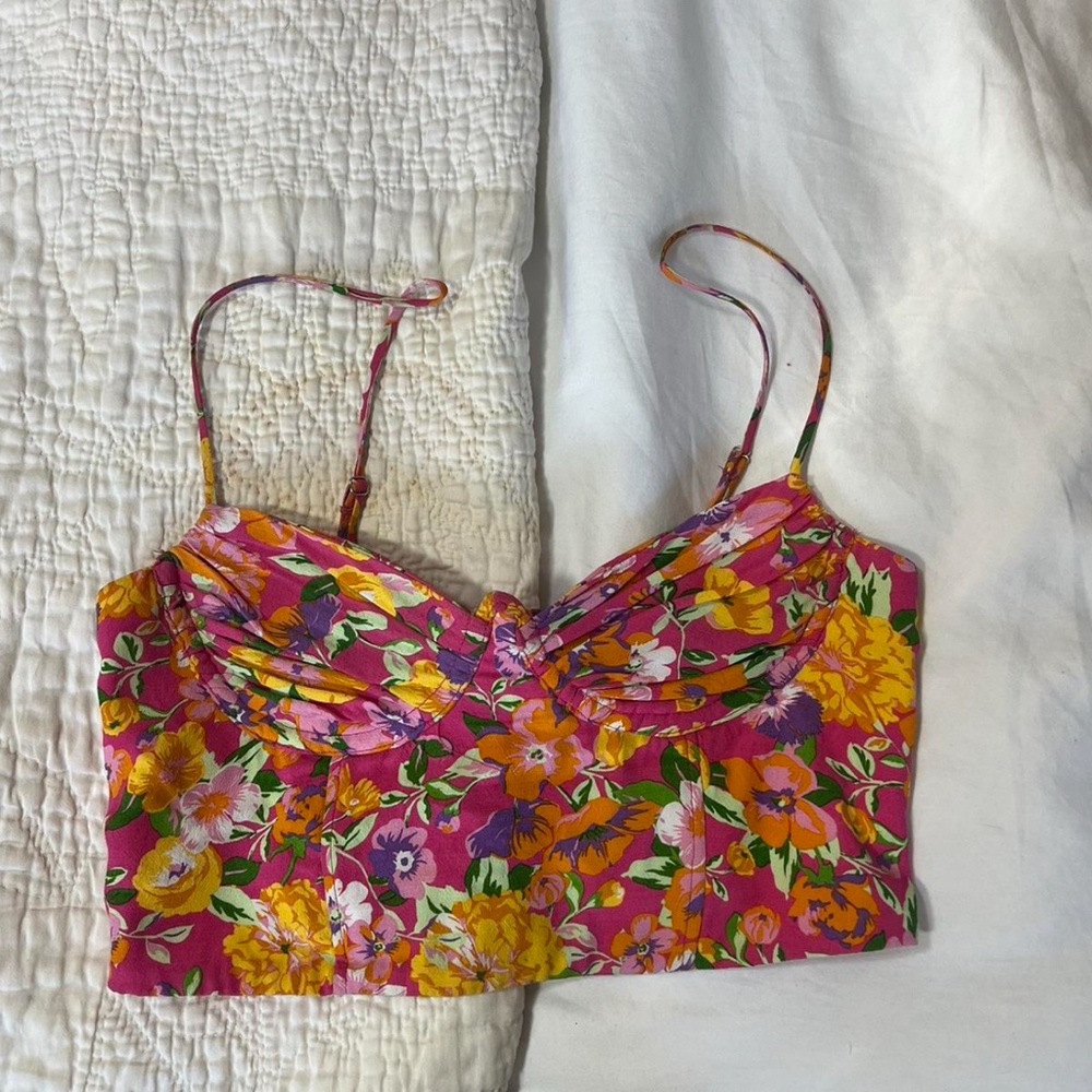 Zara Pink and Purple Ruched Sleeveless Camisole